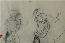 Ben Hogan 4 Poses Sketch Which Appeared In '5 Lessons' Original Artwork by Anthony Ravielli