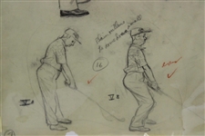 Ben Hogan 4 Poses Sketch Which Appeared In '5 Lessons' Original Artwork by Anthony Ravielli
