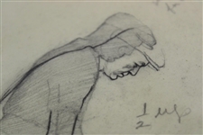 Ben Hogan 4 Poses Sketch Which Appeared In '5 Lessons' Original Artwork by Anthony Ravielli