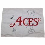 Dustin Johnson, Patrick Reed, Pat Perez & Peter Uihlein Signed LIV Aces Screen Flag JSA ALOA