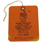 1957 Masters Tournament Sunday Practice Round Ticket #432 - Doug Ford Winner