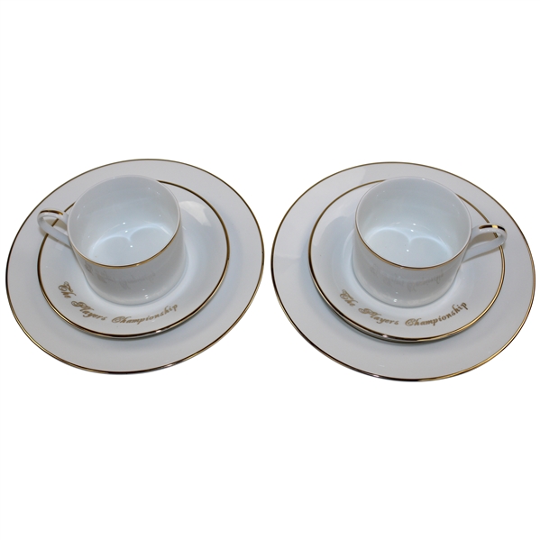 Mark Calcavecchias 6pc Set of The Players Championship Tiffany Plates, Saucers & Tea Cups