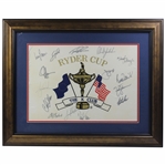 Tiger Woods, Phil Mickelson & 13 Others Signed Ryder Cup At The K Club Flag Framed JSA ALOA