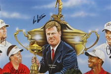 Tiger, Phil & 2004 Ryder Cup Team USA Signed Poster Framed JSA ALOA