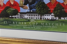 Tiger, Phil & 2004 Ryder Cup Team USA Signed Poster Framed JSA ALOA