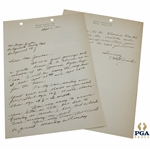 Henry HG Picard Signed 1935 Handwritten Letter to George Jacobus on Hershey CC Letterhead 9/3 JSA ALOA