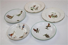 Five (5) Golf Themed Small Porcelain Dishes/Ashtrays