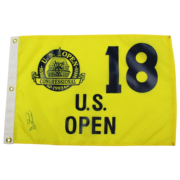 Ernie Els Signed 1997 US Open at Congressional Yellow Screen Flag JSA ALOA
