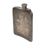 Sterling Silver Hand Etched Pocket Monogrammed Flask 