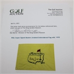 Billy Casper Signed Masters Undated Embroidered Flag with '1970' JSA ALOA