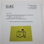 Sandy Lyle Signed Masters Undated Embroidered Flag JSA ALOA