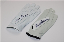 Arnold Palmer & Gary Player Signed LH White Golf Gloves JSA ALOA