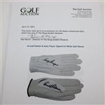 Arnold Palmer & Gary Player Signed LH White Golf Gloves JSA ALOA