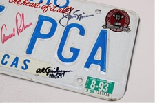 Big 3' Palmer, Nicklaus & Player Plus Trevino & Geiberger Signed 1993 PGA License Plate JSA ALOA