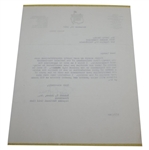 Bobby Jones Signed 1957 Letter to Larry Crosby on Augusta National Letterhead JSA ALOA