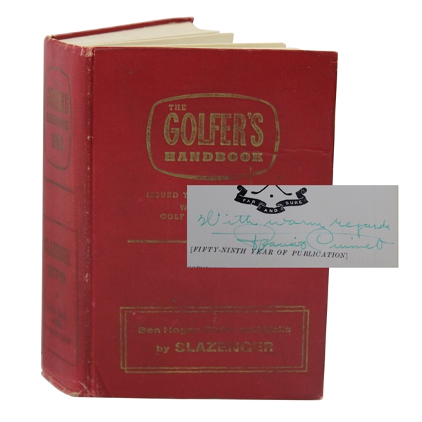 Francis Ouimet Signed 1962 The Golfers Handbook JSA# YY10668 