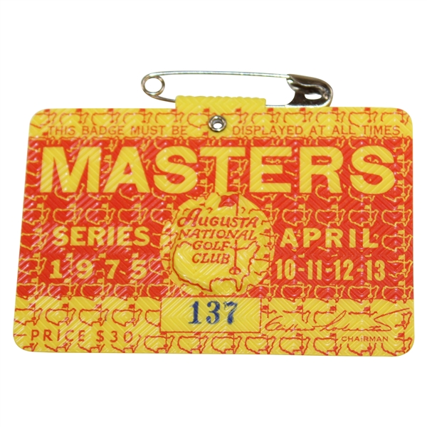 1975 Masters Tournament SERIES Badge #137 - Jack Nicklaus Winner