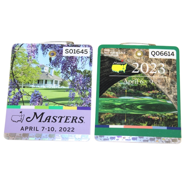 2022 & 2023 Masters Tournament SERIES Badges #S01645- #Q06614 - Sheffler & Rahm Winners