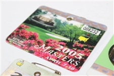 2001, 2002, 2004, 2005, 2006 & 2010 Masters SERIES Badges - Tiger & Mickelson Wins