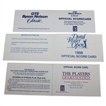 Faldo, Floyd & Watson Signed Match Used Scorecards - The Players, Doral-Ryder Open & Byron Nelson Classic
