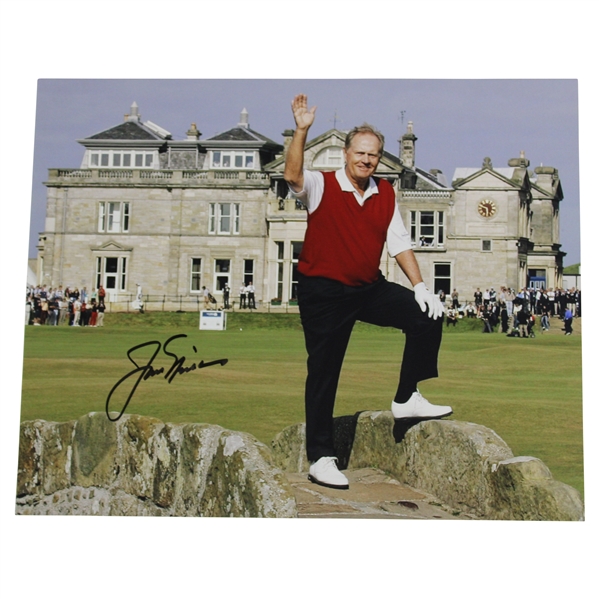 Jack Nicklaus Signed 8x10 Farewell from the Swilcan Bridge Photo JSA ALOA