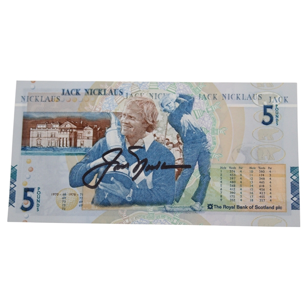 Jack Nicklaus Signed RBS 5 Pound Note JSA ALOA