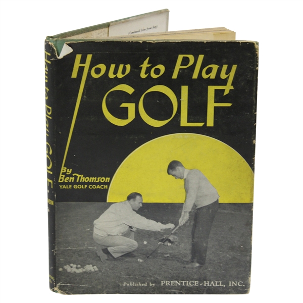 1939 How To Play Golf 2nd Edition Book by Ben Thompson Signed By Author