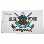 Caddyshack Chevy Chase Signed Bushwood CC Screen Flag JSA Sticker #VV81104 & ALOA
