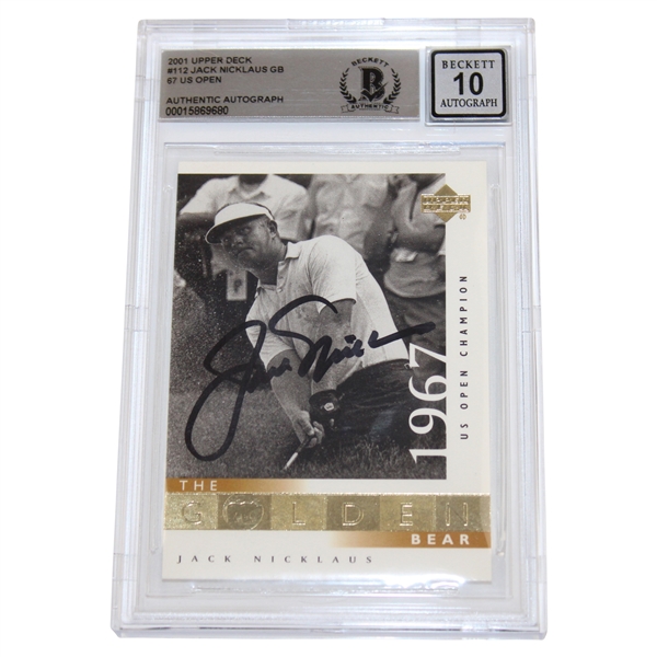 Jack Nicklaus Signed 2001 Upper Deck Golden Bear 1967 Card #112 - Beckett Graded 10 Autograph