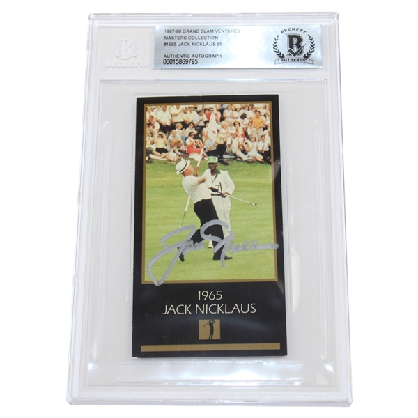 Jack Nicklaus Signed 1997-98 GSV Masters Collection 1965 Jack Nicklaus Card - Beckett Authentic