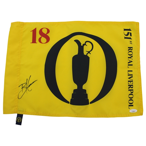 Brian Harman Signed 2023 The Open Championship at Royal Liverpool Screen Flag JSA #AL87643