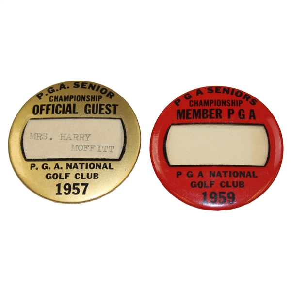 1957 & 1959 PGA Seniors Championship Badges - Official Guest & Member PGA