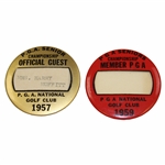1957 & 1959 PGA Seniors Championship Badges - Official Guest & Member PGA