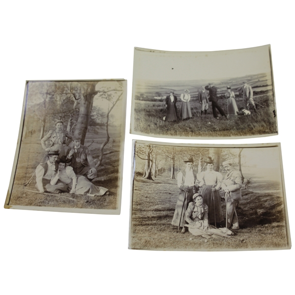 Three Victorian Era Dressed Golfers Photos Circa 1890s