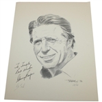 Player, De Vicenzo, ChiChi, Devlin & Bies Signed Ltd Ed Van Zandt Pencil Drawing Prints JSA ALOA