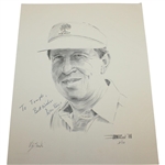 Player, De Vicenzo, ChiChi, Devlin & Bies Signed Ltd Ed Van Zandt Pencil Drawing Prints JSA ALOA