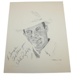 Player, De Vicenzo, ChiChi, Devlin & Bies Signed Ltd Ed Van Zandt Pencil Drawing Prints JSA ALOA