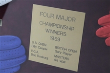 Wall, Player, Casper & Rosburg Signed Golf Gloves Display - 1959 Major Champs - Framed JSA ALOA