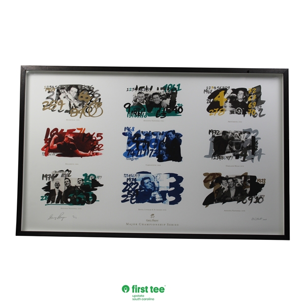 Gary Player Signed A/P 2/3 Major Championship Series Art Collage - 2007 - Framed JSA ALOA