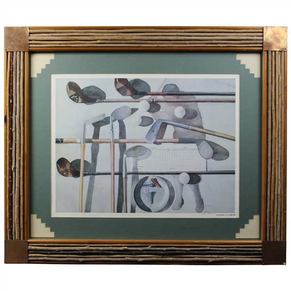 1989 The Tradition Golf Clubs, Balls, Scorecards & Tees Lithograph Signed by Artist B. Turner - Framed