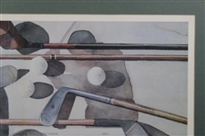 1989 'The Tradition' Golf Clubs, Balls, Scorecards & Tees Lithograph Signed by Artist B. Turner - Framed