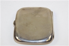 Sterling Silver Cigarette Case with Drawing of Two Golfers