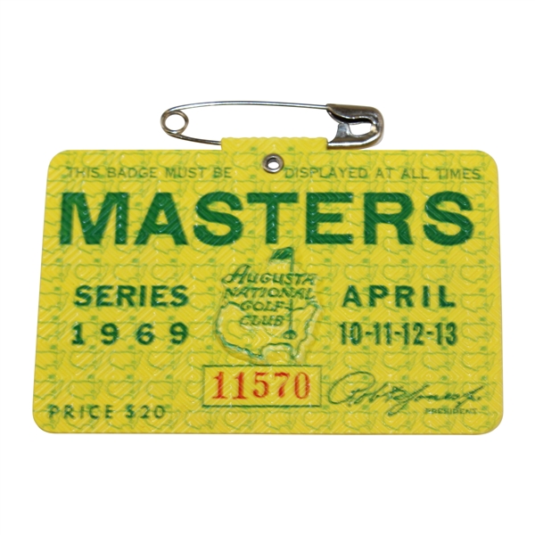 1969 Masters Tournament SERIES Badge #11570 - George Archer Winner