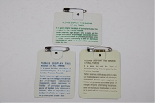 1983, 1984 & 1985 Masters Tournament SERIES Badges - Seve, Crenshaw & Langer Winners