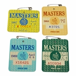 1987, 1988, 1989 & 1990 Masters Tournament SERIES Badges - Mize, Lyle & Faldo (x2) Winners