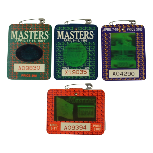 1991, 1992, 1993 & 1994 Masters Tournament SERIES Hologram Badges