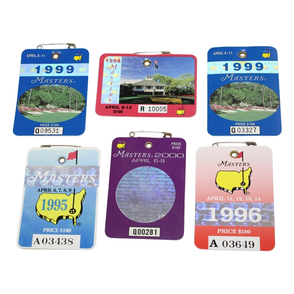 1995, 1996, 1998, 1999(x2) & 2000 Masters Tournament SERIES Badges