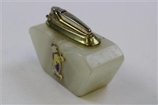Dunlop Caddy Logo Enameled Tabletop Cigarette Lighter - Plaque On Front Of Marble Base