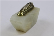 Dunlop Caddy Logo Enameled Tabletop Cigarette Lighter - Plaque On Front Of Marble Base