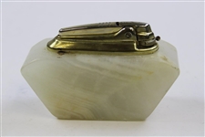 Dunlop Caddy Logo Enameled Tabletop Cigarette Lighter - Plaque On Front Of Marble Base